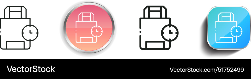 Bag icon thin linear regular and button style vector image