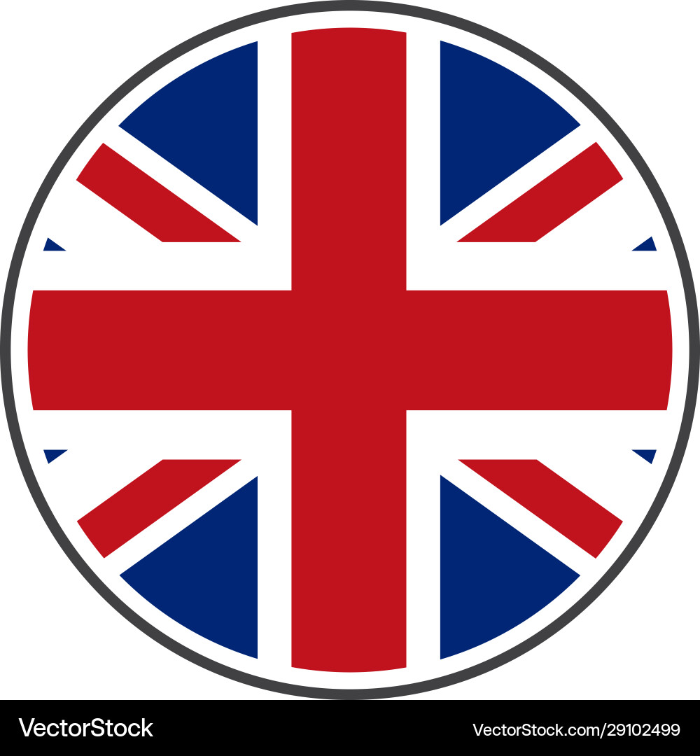 Circle uk flag with icon isolated on white Circle uk flag with icon isolated on white vector image