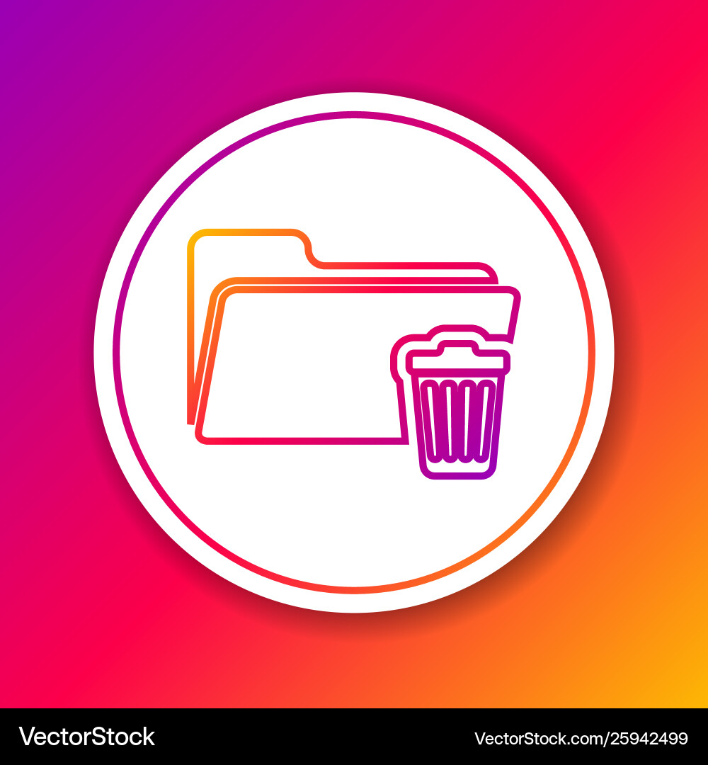 Color delete folder line icon isolated on Vector Image