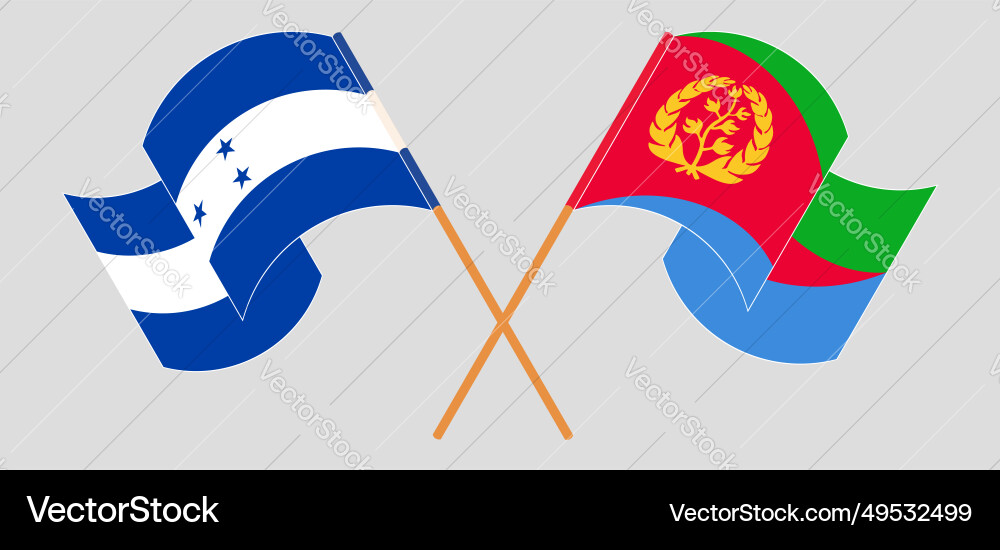 Crossed and waving flags of honduras eritrea Vector Image