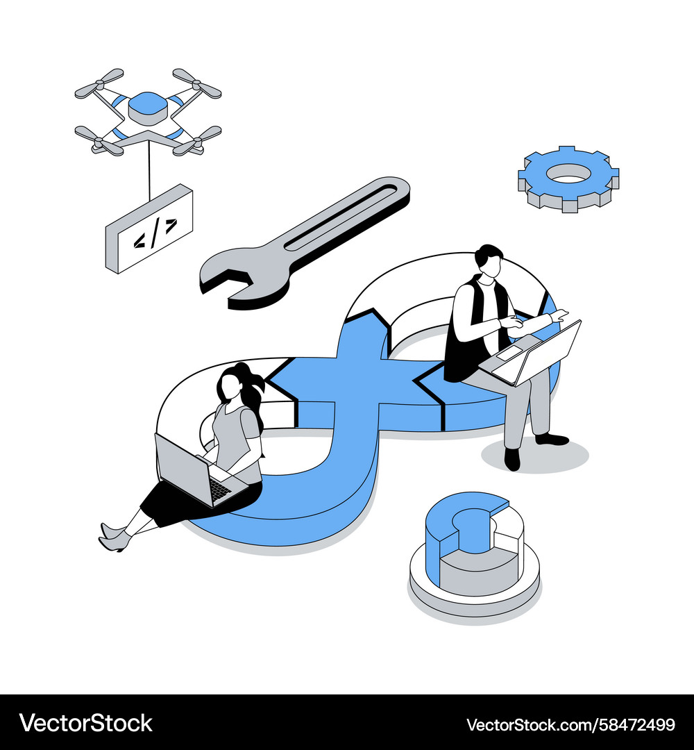 DevOps Isometric Workflow Vector Image