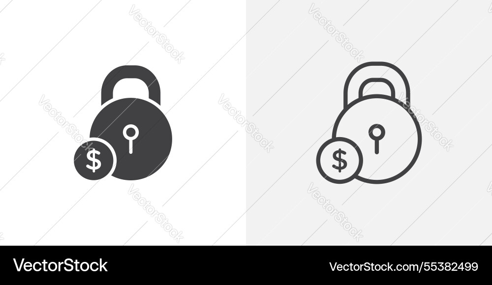 Fixed price icons in black fill and liner versions vector image