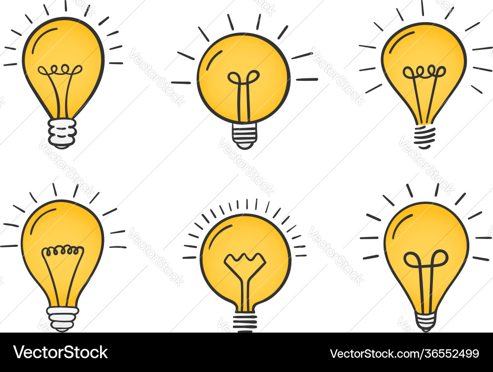 Hand drawn lightbulbs Royalty Free Vector Image