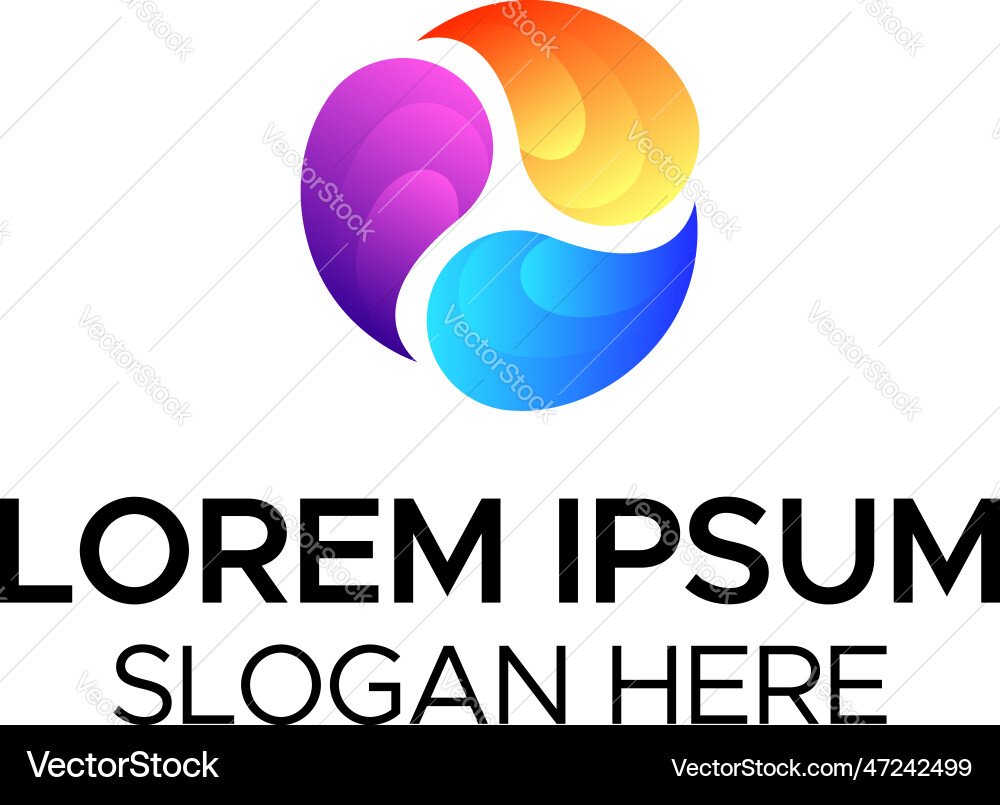 Logo circle abstract with 3 color blend gradient Logo circle abstract with 3 color blend gradient Vector Image