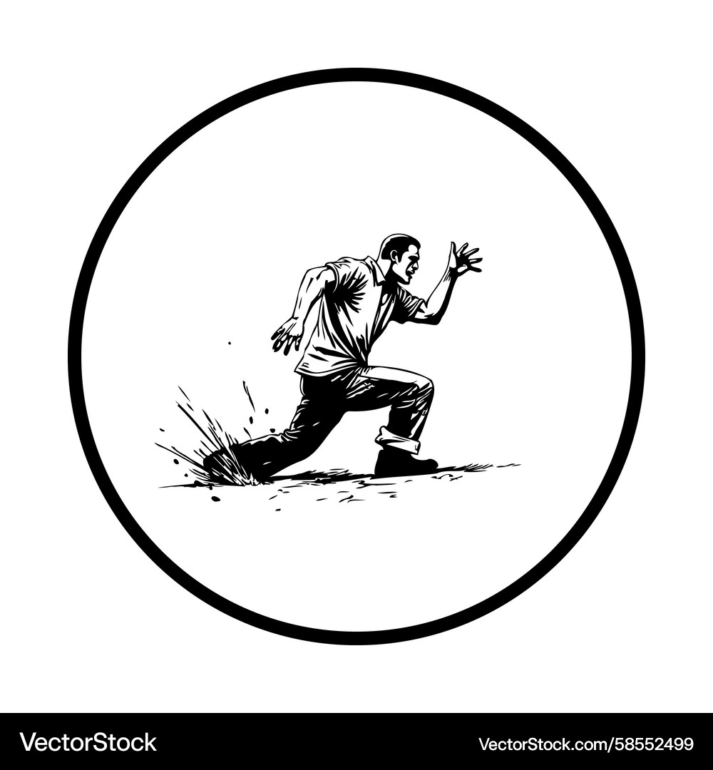 Man Running in Black Circle Vector Image