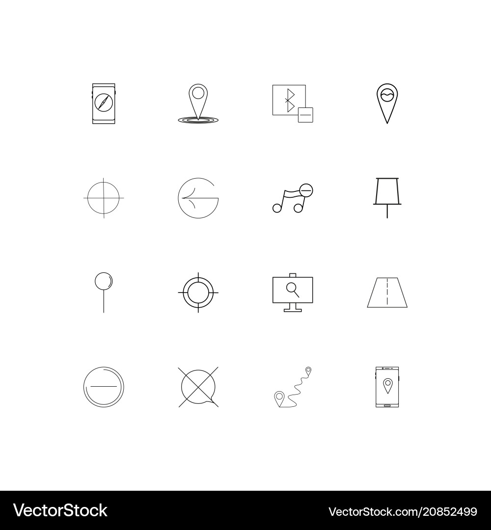 Maps and navigation linear thin icons set vector image