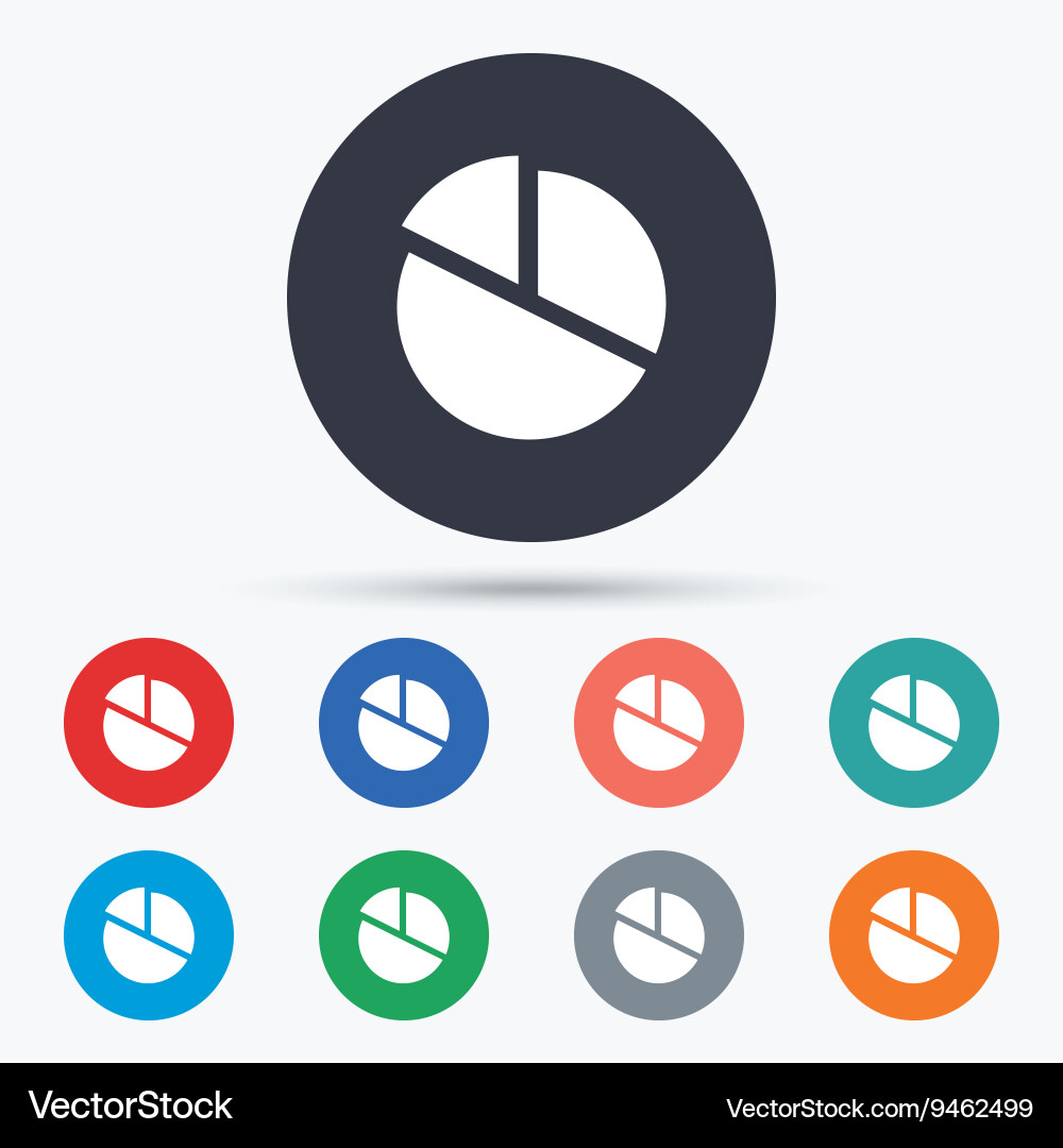 Pie chart graph sign icon diagram button Vector Image