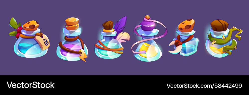 Potion & Elixir Bottles Vector Image