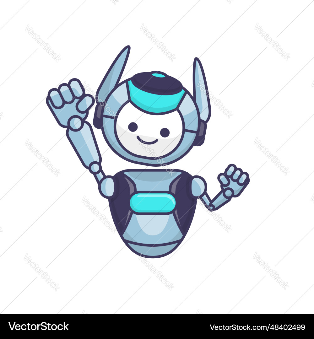 Robot character pose happy jumping Vector Image
