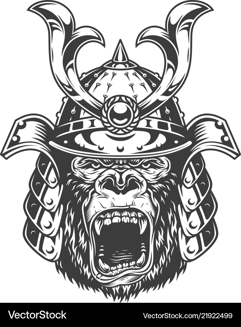 Samurai Gorilla Head Vector Image