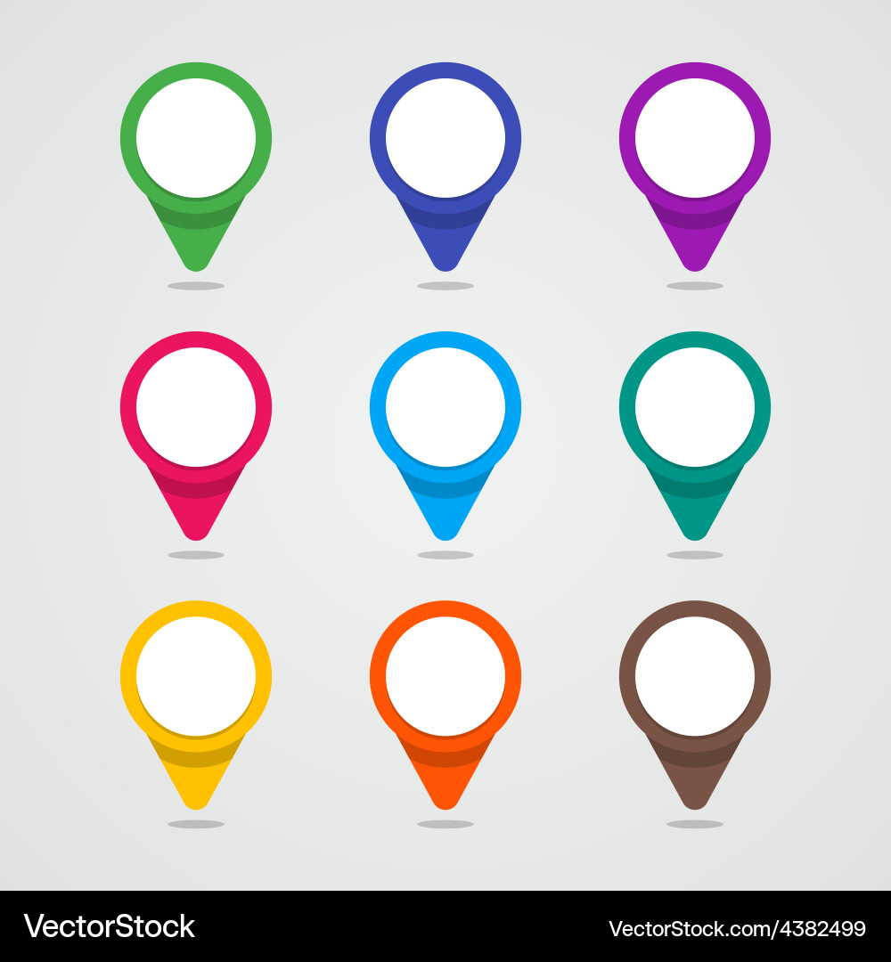Set of colorful map pointer in flat style vector image