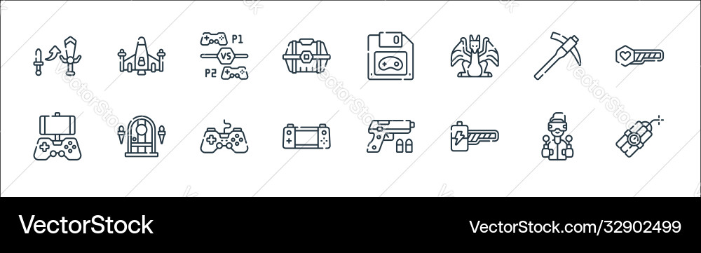 Videogame line icons linear set quality Videogame line icons linear set quality vector image