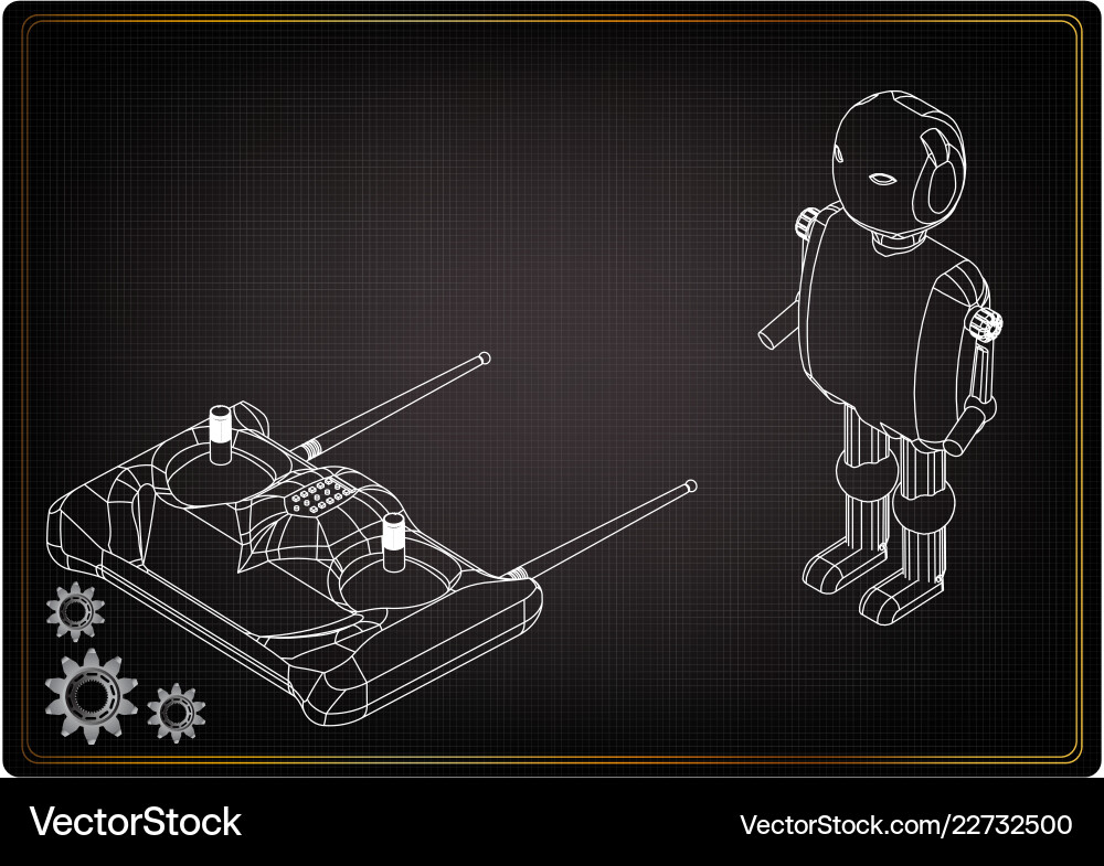 3d model of a robot and radio remote control Vector Image