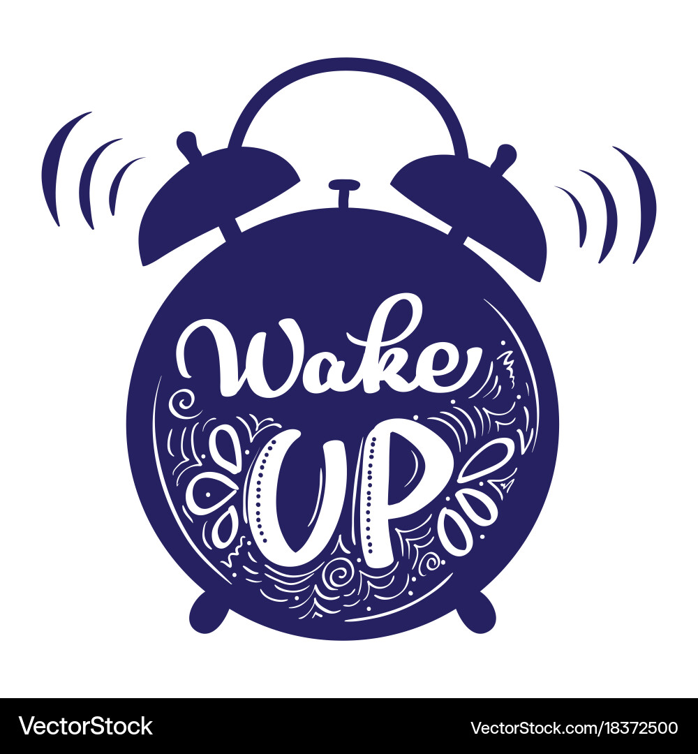Alarm Clock Wake Up Text Vector Image