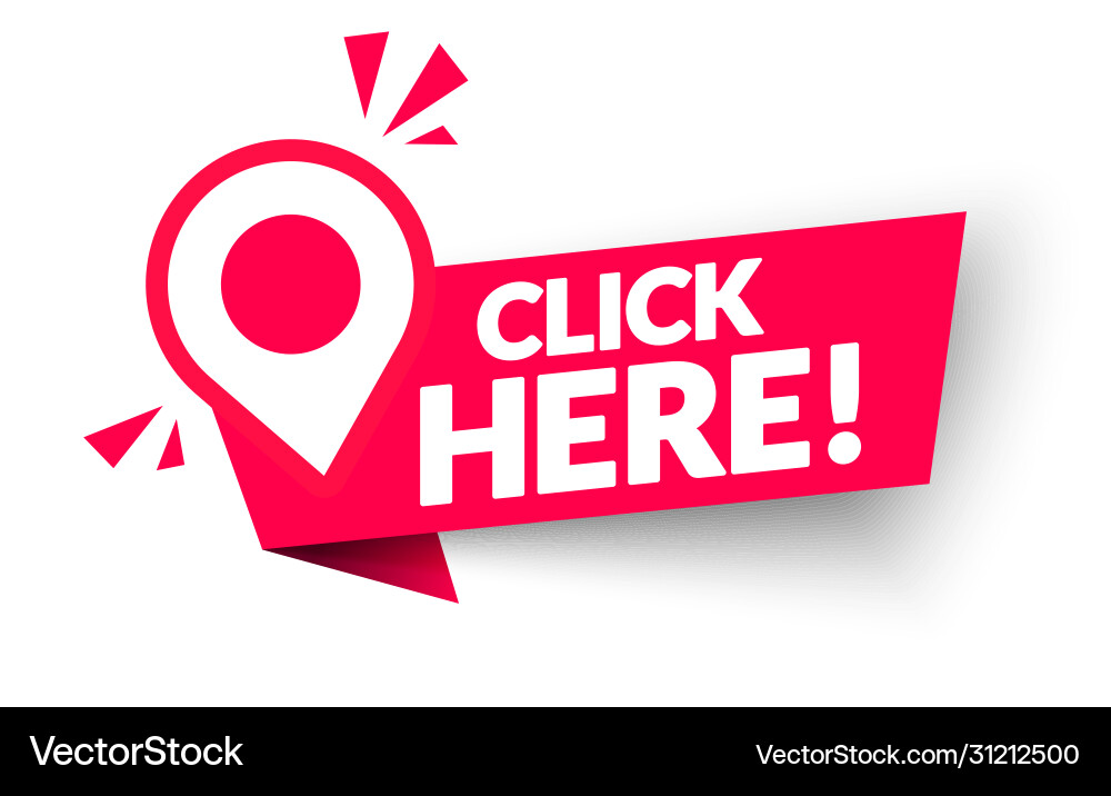 Click here modern web banner with pointer icon Click here modern web banner with pointer icon vector image