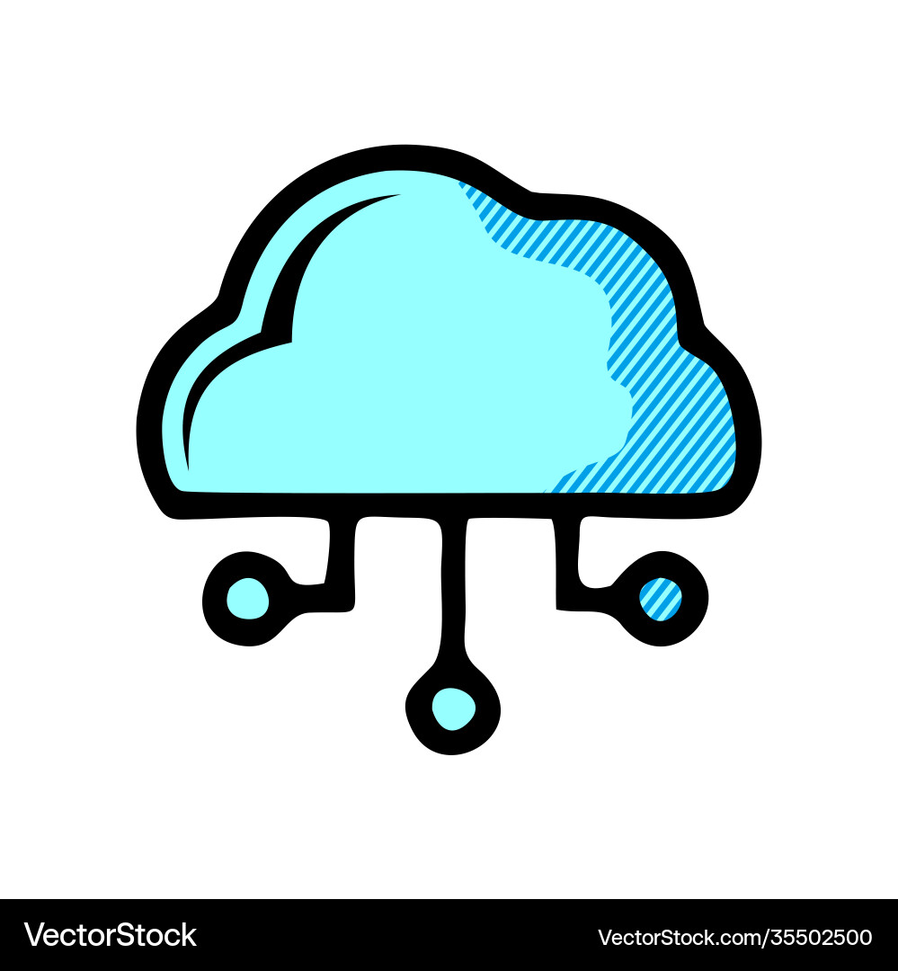 Cloud icon with circuit pattern in circle iconic Cloud icon with circuit pattern in circle iconic vector image