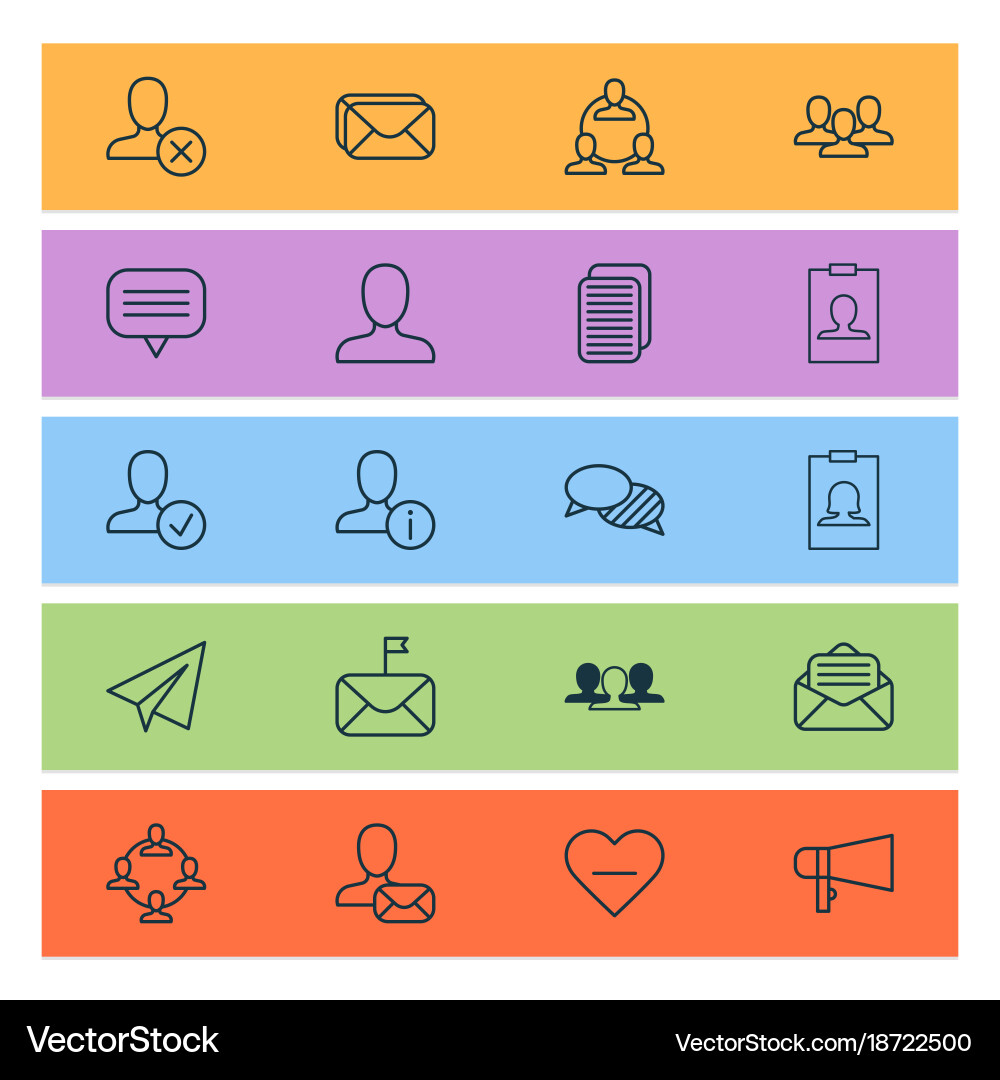 Communication icons set with teamwork ban read vector image