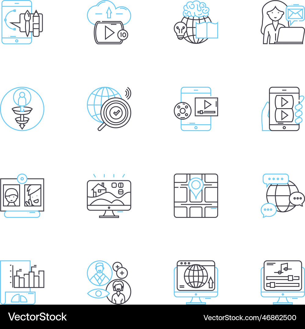 Computer applications linear icons set excel Computer applications linear icons set excel vector image