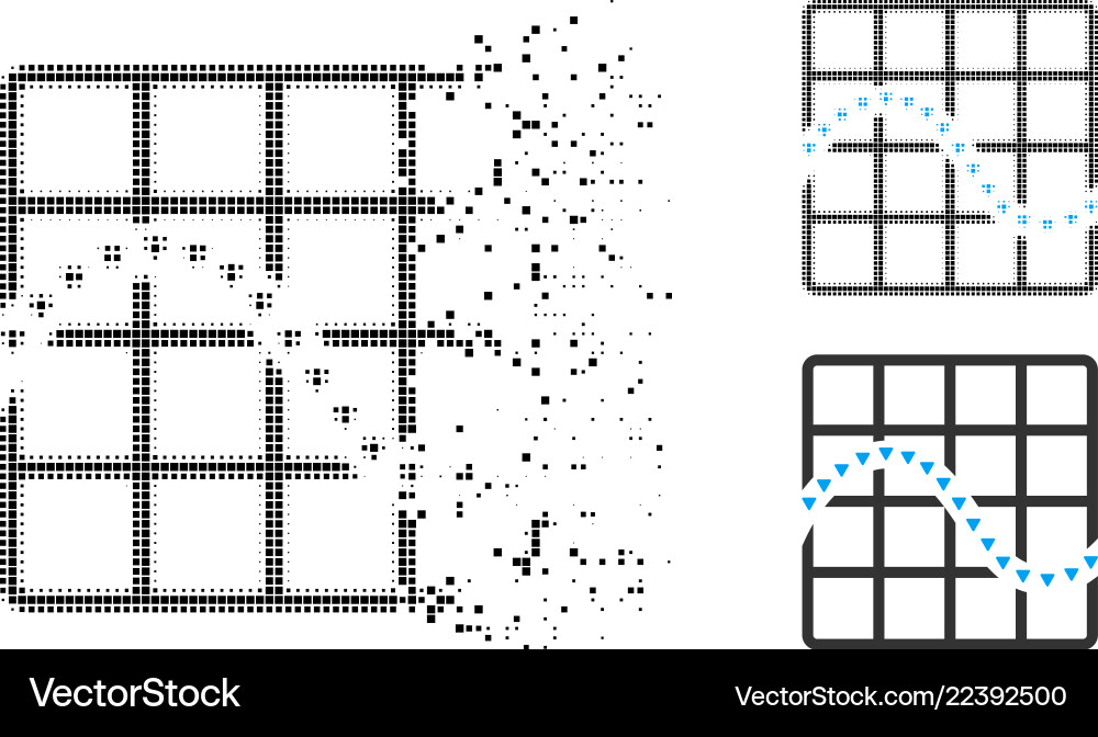 Dust pixel halftone dotted function chart icon Dust pixel halftone dotted function chart icon vector image