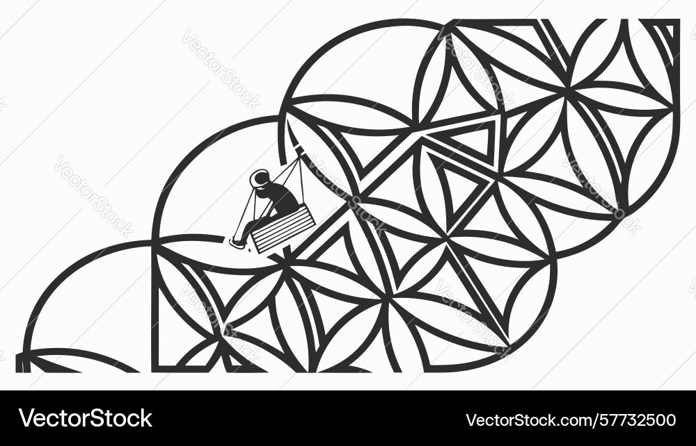 Intricate geometric pattern with repeating forms vector image
