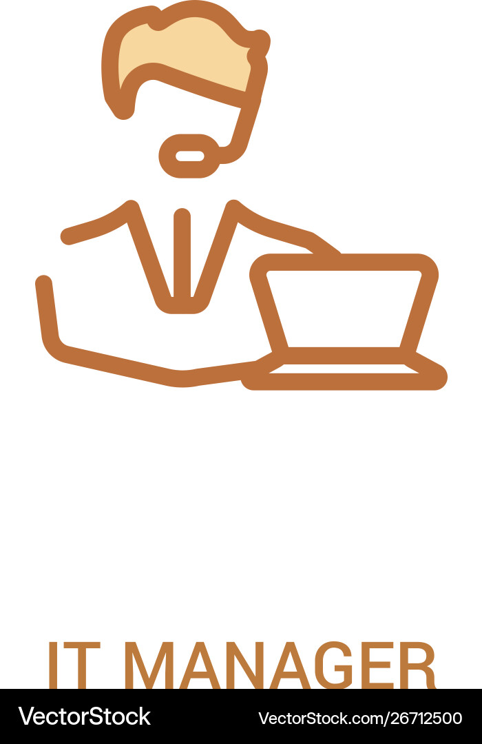 It manager concept 2 colored icon simple line It manager concept 2 colored icon simple line vector image