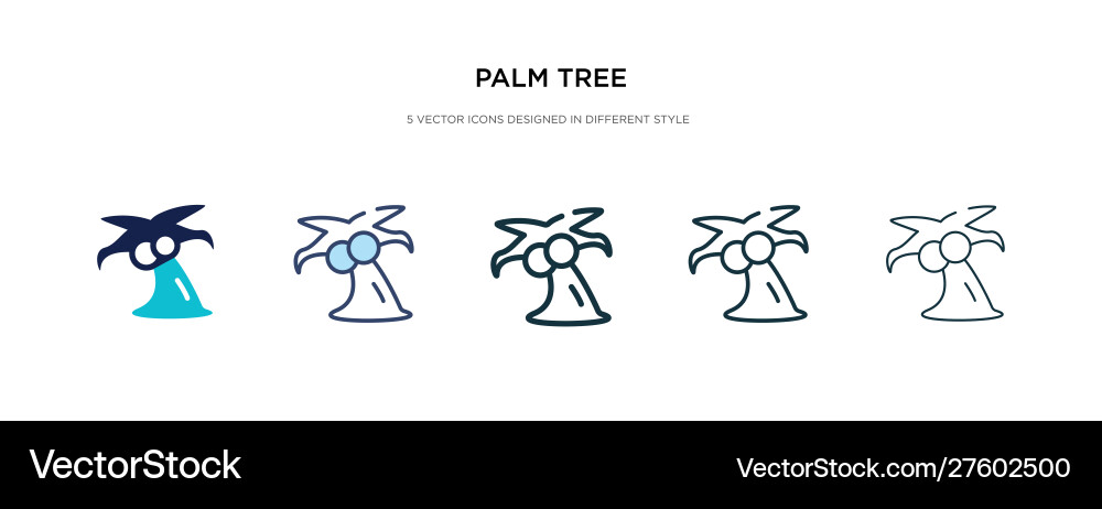 Palm tree icon in different style two colored Vector Image