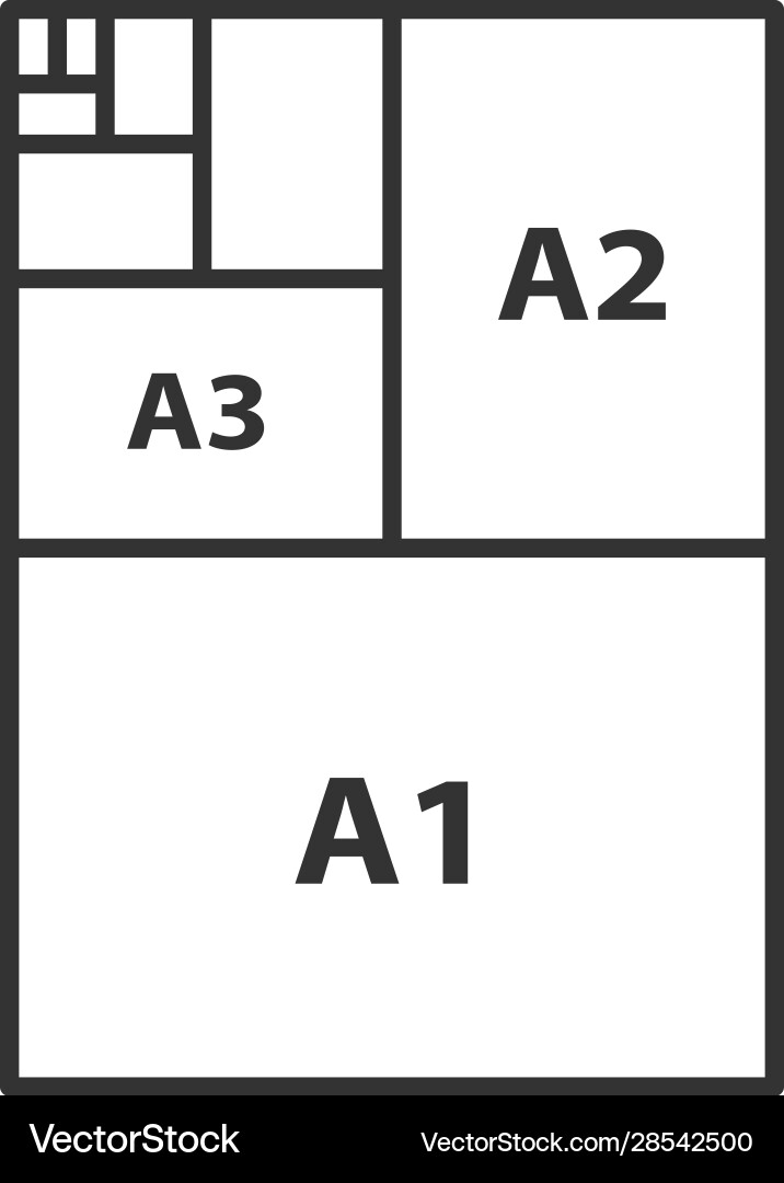 Paper Size Chart - A1, A2, A3 vector image