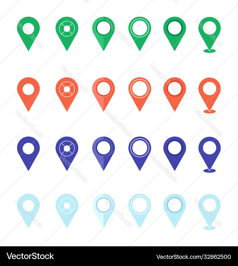 Pins for map location symbol geo navigation Pins for map location symbol geo navigation vector image