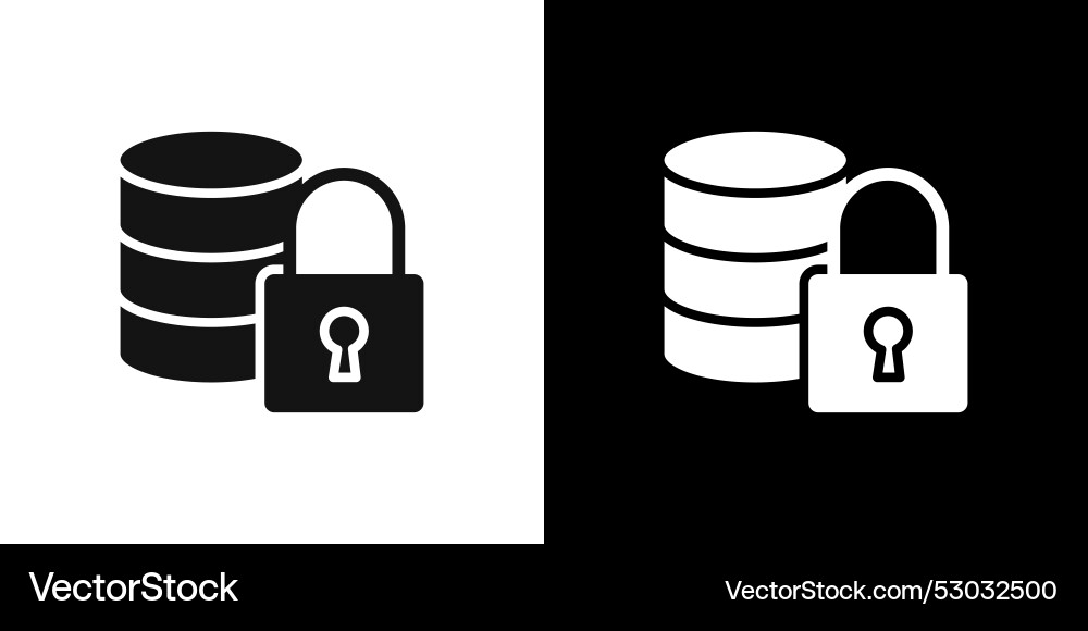 Secure data base icon logo set vector image
