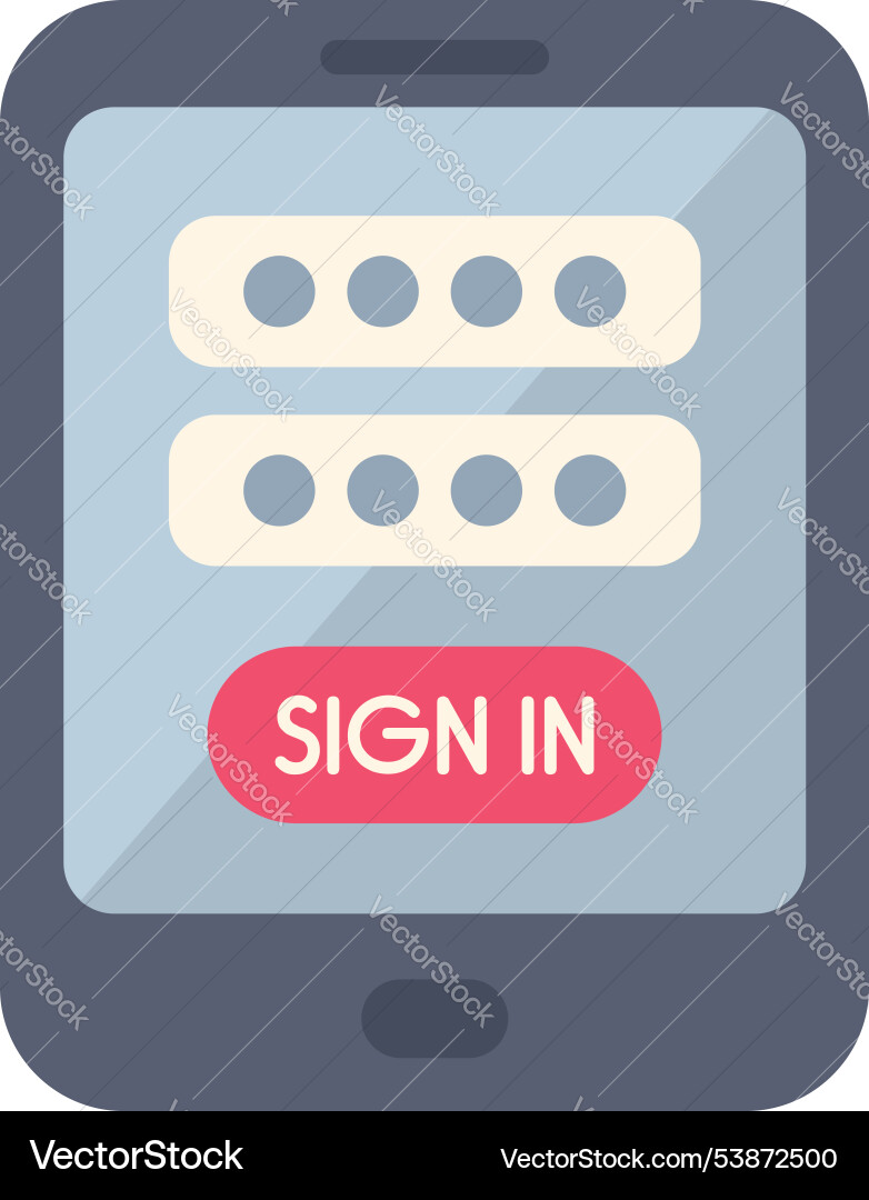 Smartphone displaying login form for website Smartphone displaying login form for website vector image