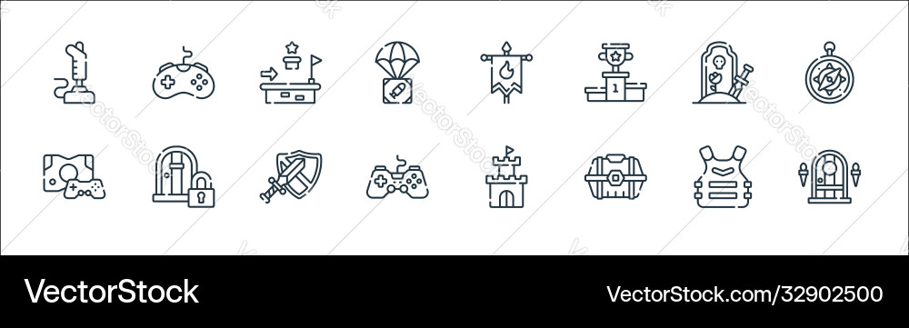 Videogame line icons linear set quality Videogame line icons linear set quality vector image