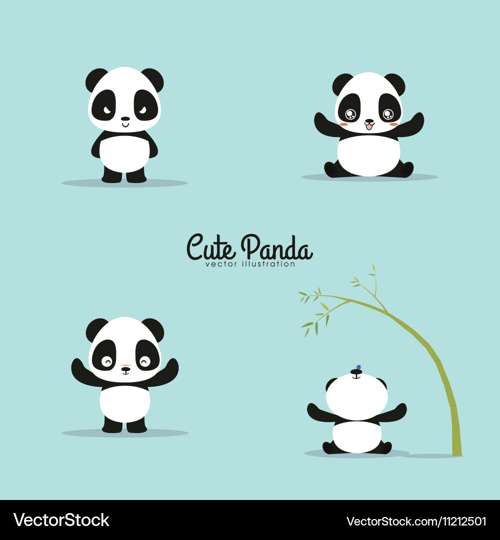 Abstract cute pandas Vector Image