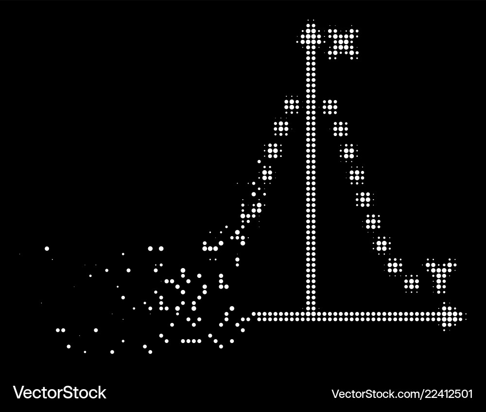 Bright fragmented pixel halftone gauss plot icon Bright fragmented pixel halftone gauss plot icon Vector Image