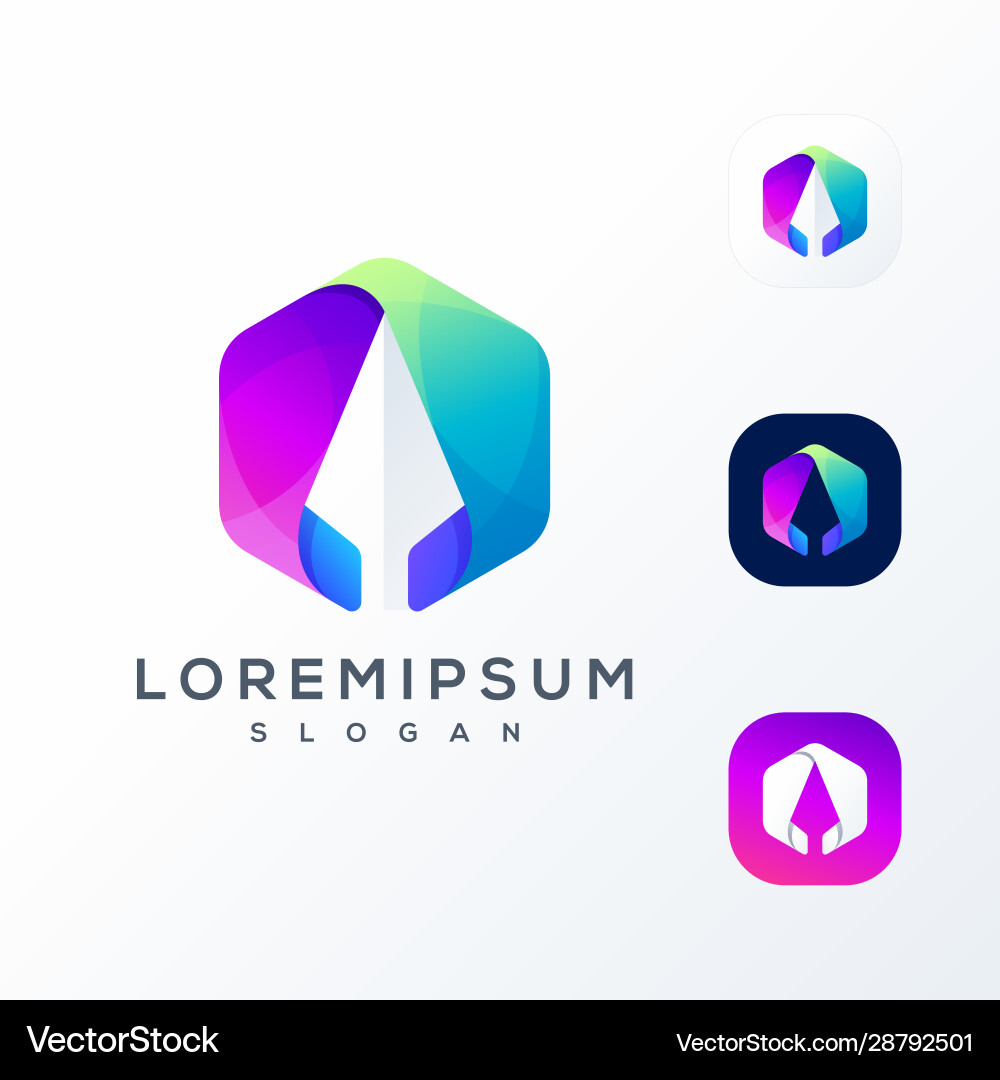 Colorful arrow negative space logo design ready Colorful arrow negative space logo design ready vector image