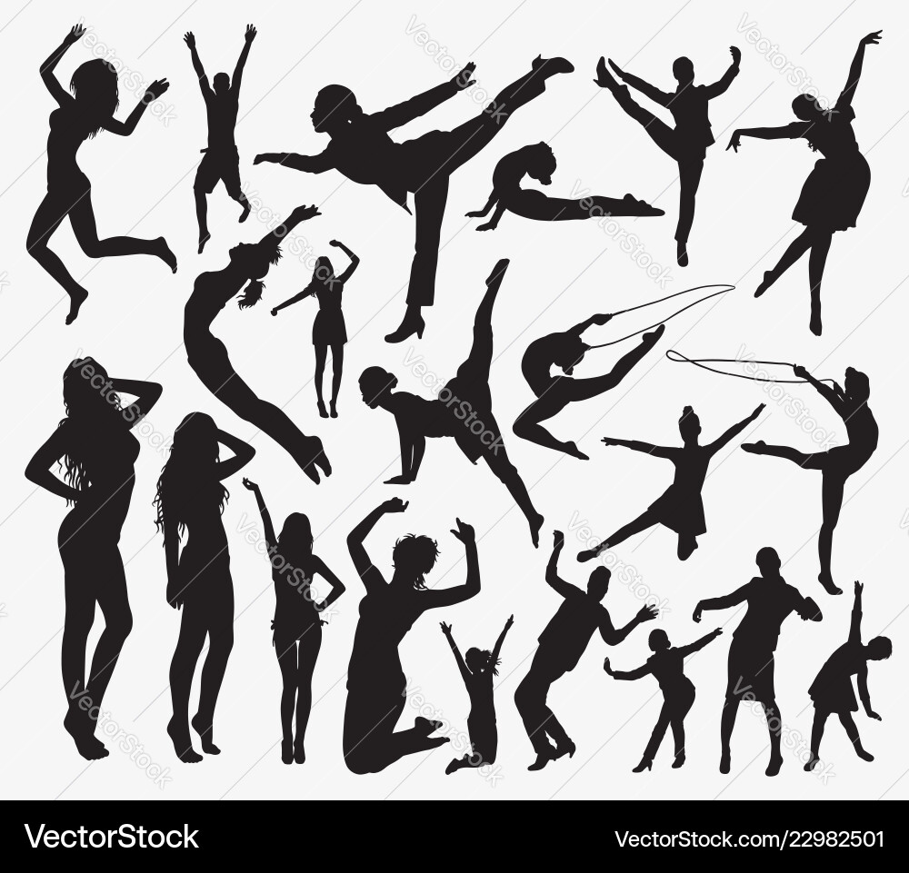 Dynamic Silhouette of a Dancing Figure vector image
