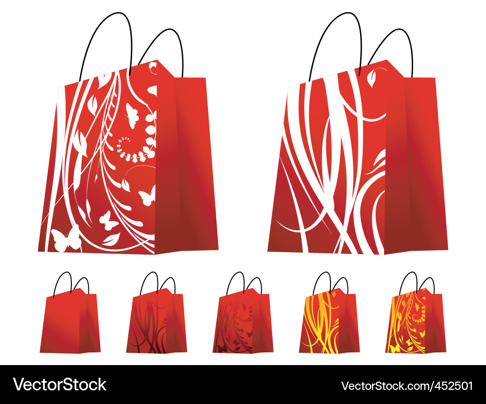 Floral Shopping Bags Pattern Vector Image