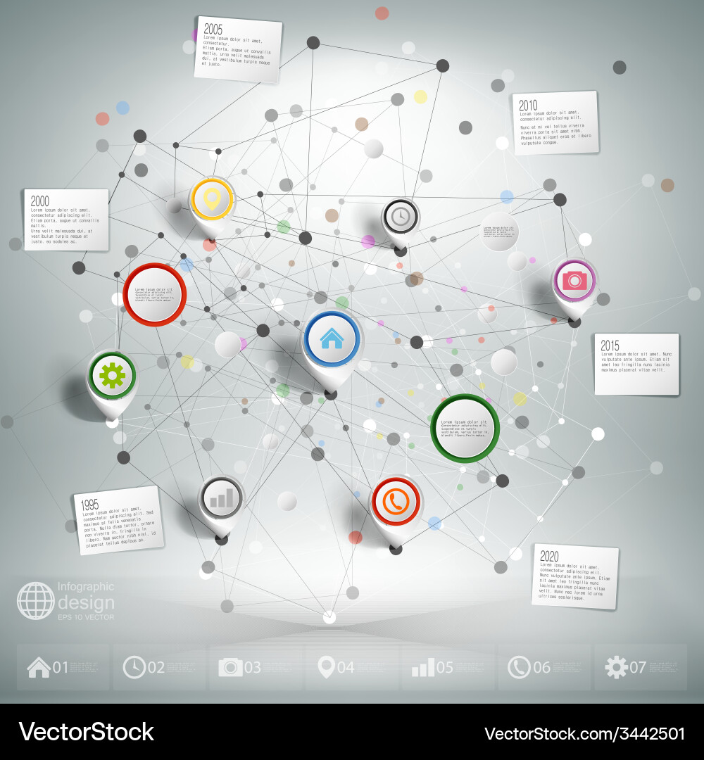 Infographic network with pointer marks vector image