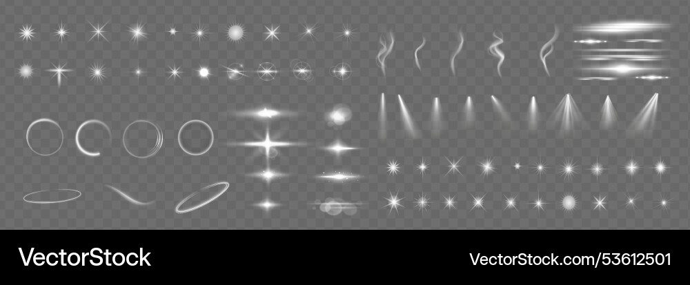 Lichteffekt Set leuchten isoliert weiß transparent Lichteffekt Set leuchten isoliert weiß transparent vektorbild