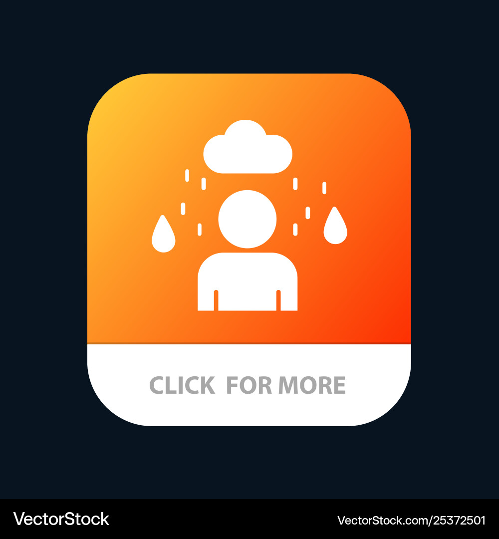 Man cloud rainy mobile app button android and ios Vector Image