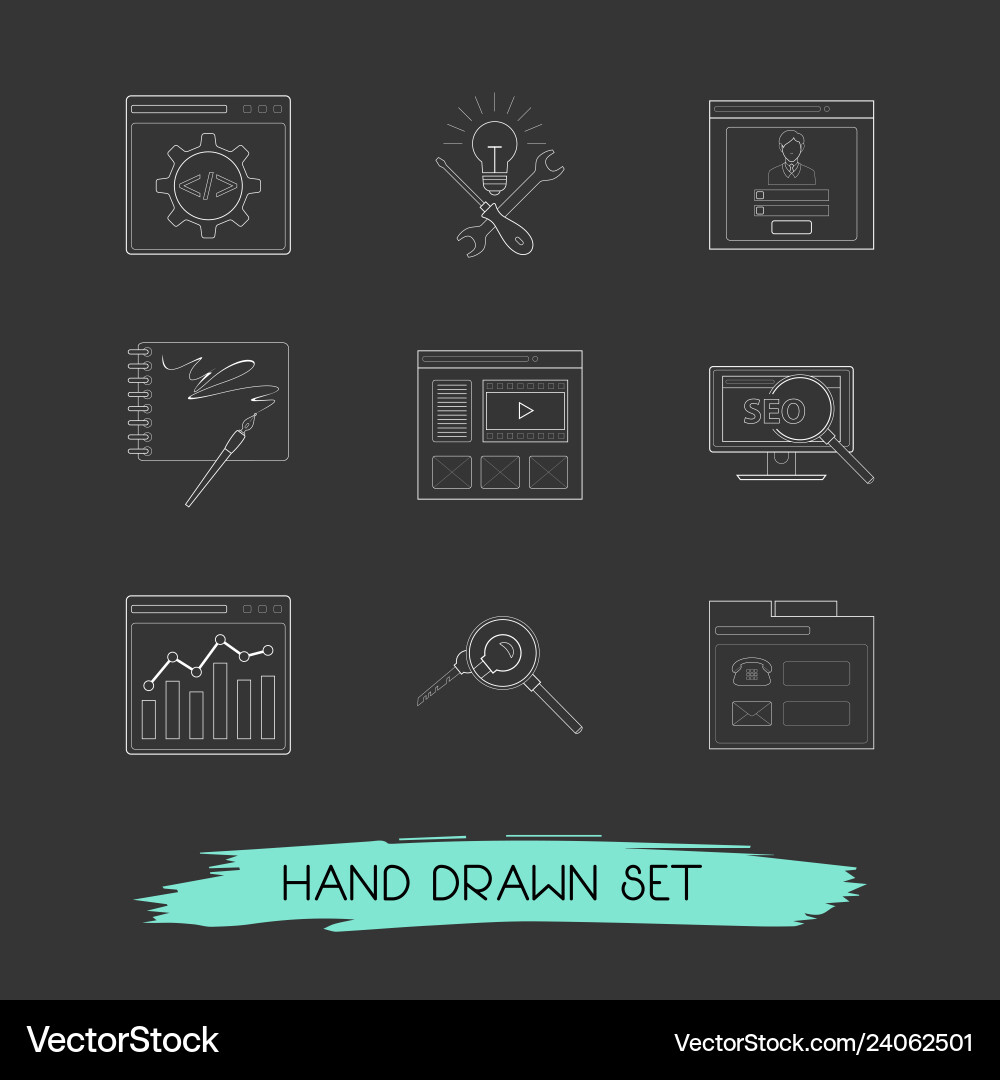 Set web design icons line style symbols Set web design icons line style symbols Vector Image