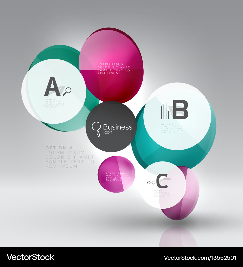 Shiny circles with text in 3d space Shiny circles with text in 3d space vector image