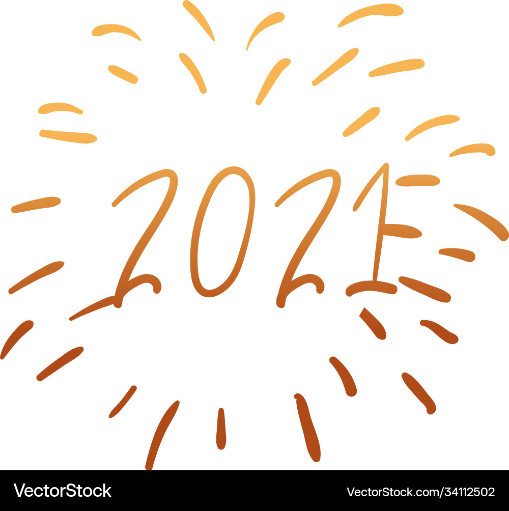 2021 with lines gold gradient style icon Vector Image