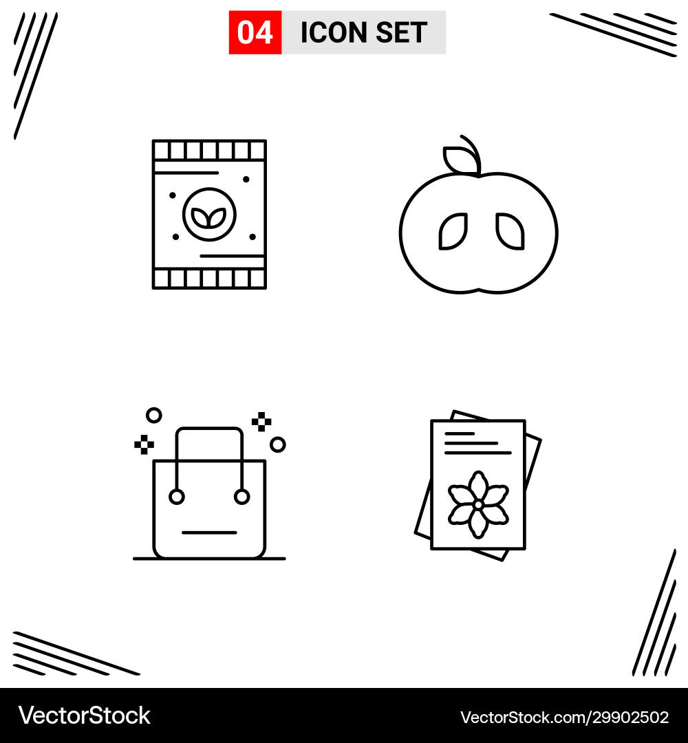 4 icons line style grid based creative outline vector image