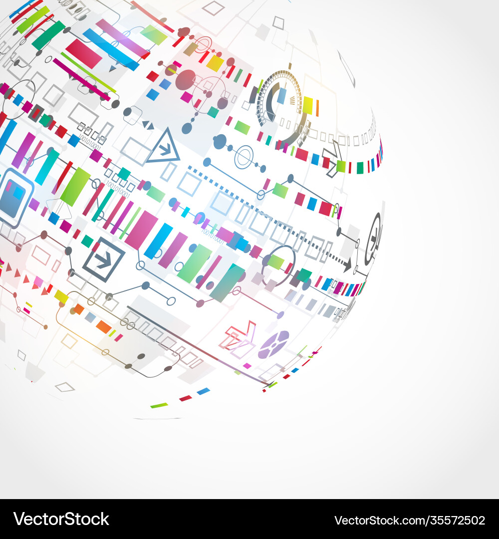 Abstract technological background with various vector image