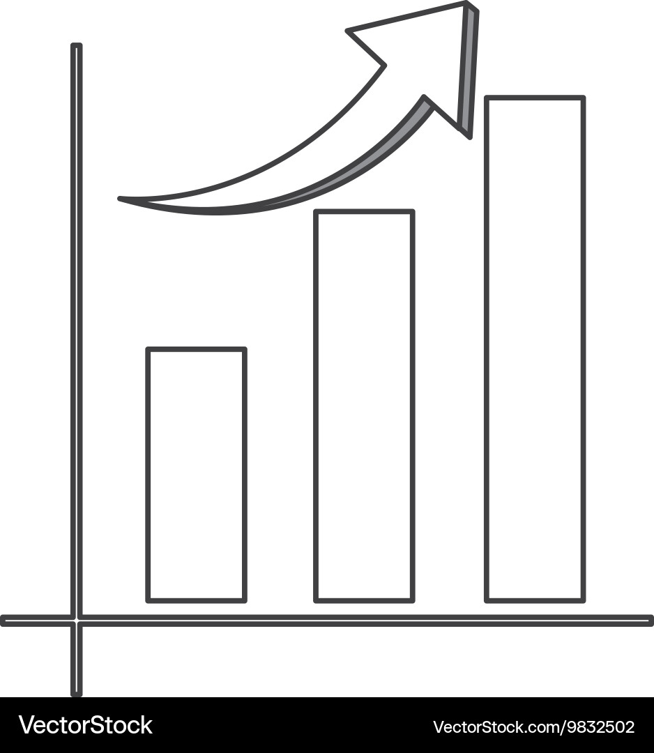 Bar graph with arrow icon vector image