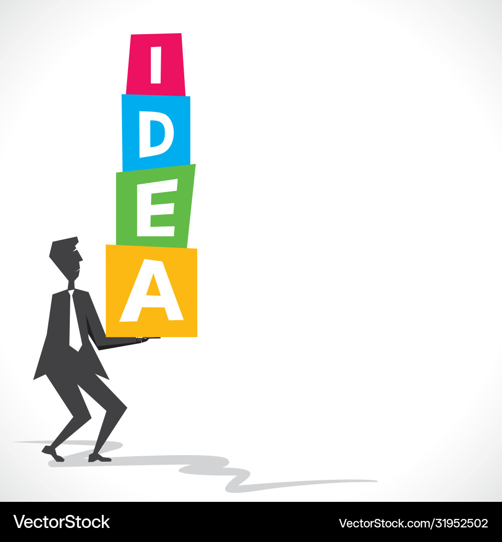 Big block idea in hand stock Big block idea in hand stock vector image