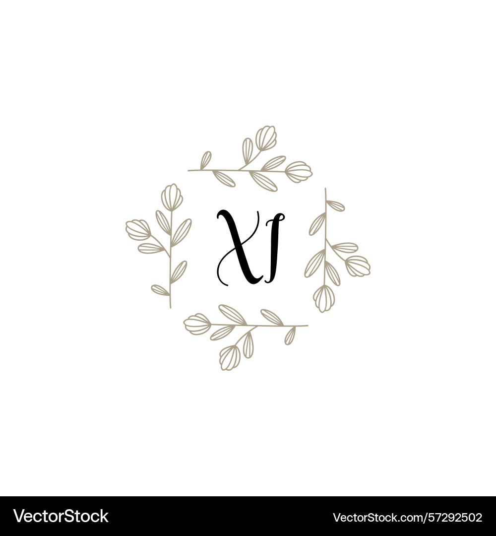 Botanical monogram logos with initial xi Vector Image