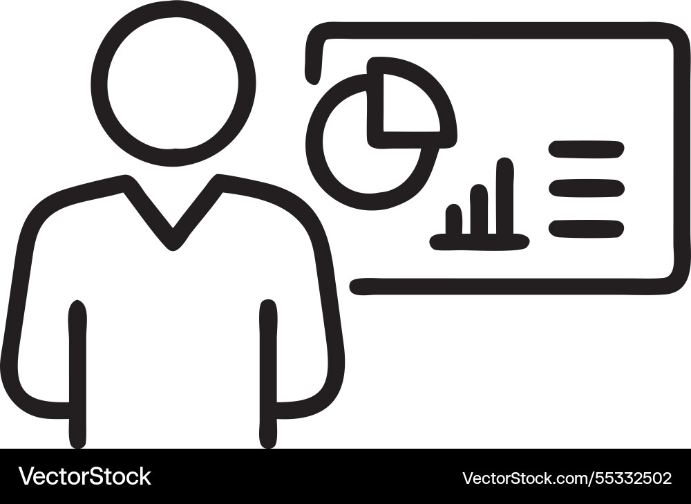 Businessman working on computer concept analytics Businessman working on computer concept analytics Vector Image