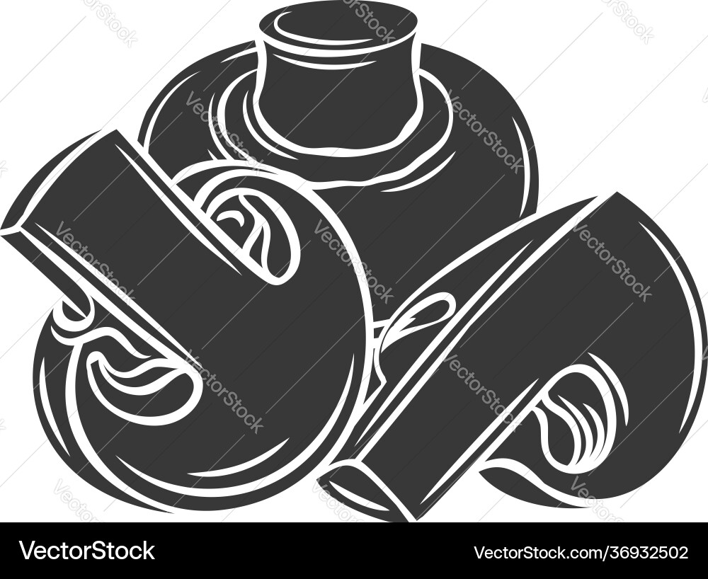 Champignon mushroom and slices glyph icon Vector Image