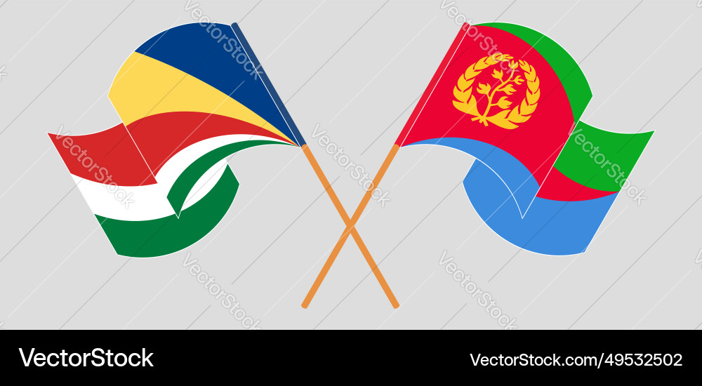 Crossed and waving flags of seychelles eritrea Crossed and waving flags of seychelles eritrea Vector Image